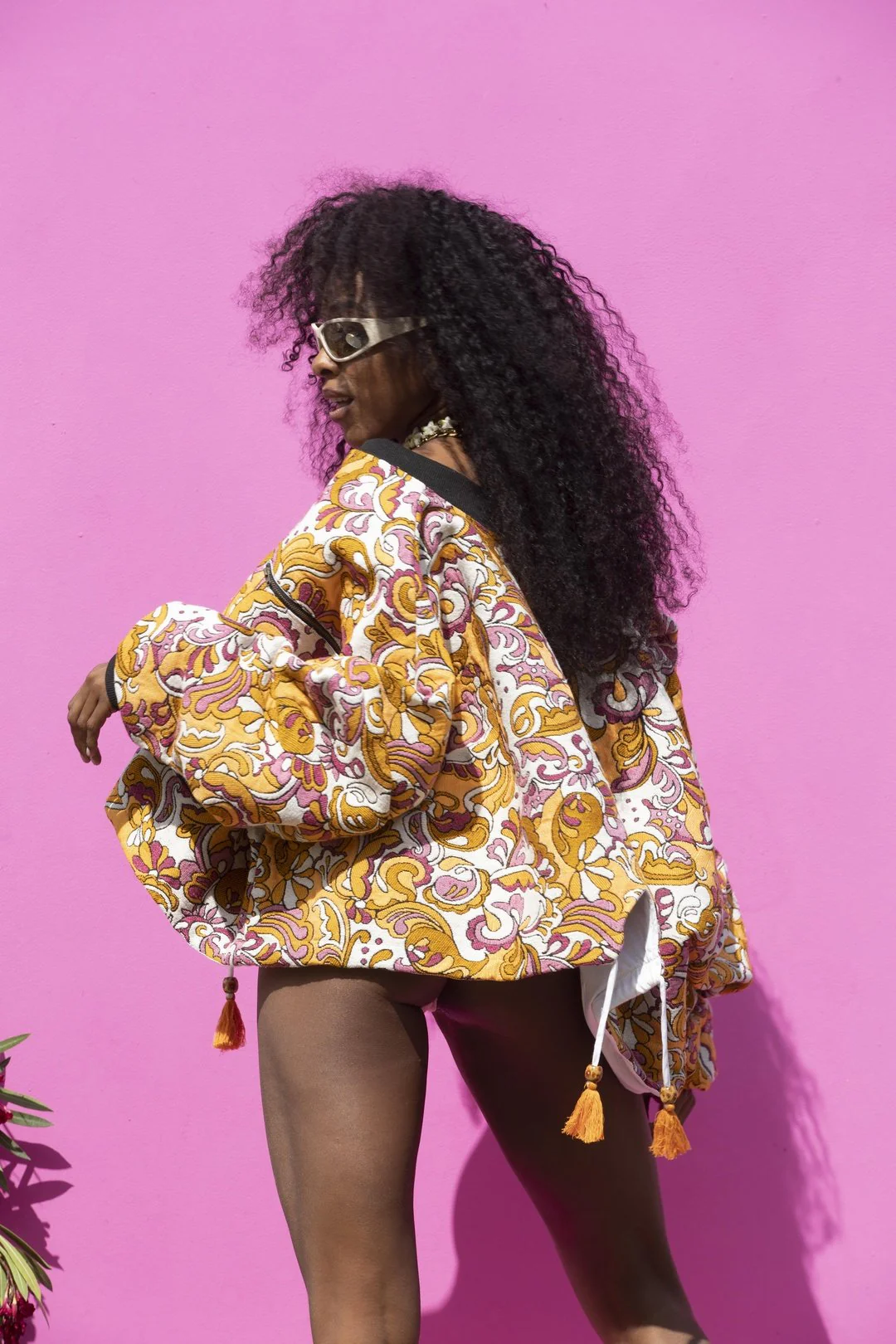 PAISLEY Bomber - Yellow & Pink woven - Image 5