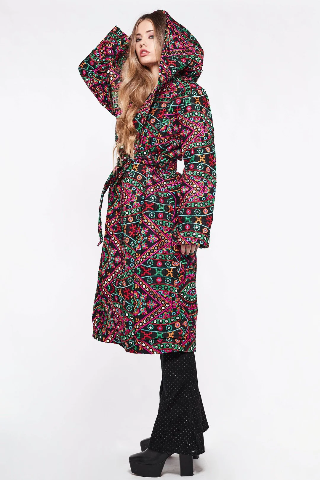 PIXIE Mirror Embroidery Hooded Coat - Image 3