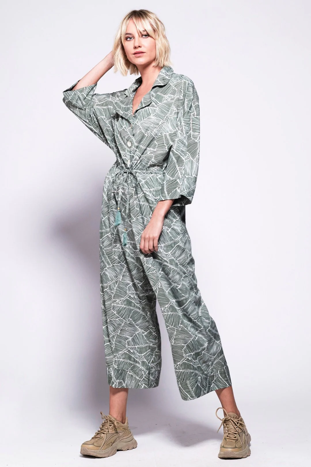 PYJAMA Jumpsuit - Giant Green Leaf - Image 2