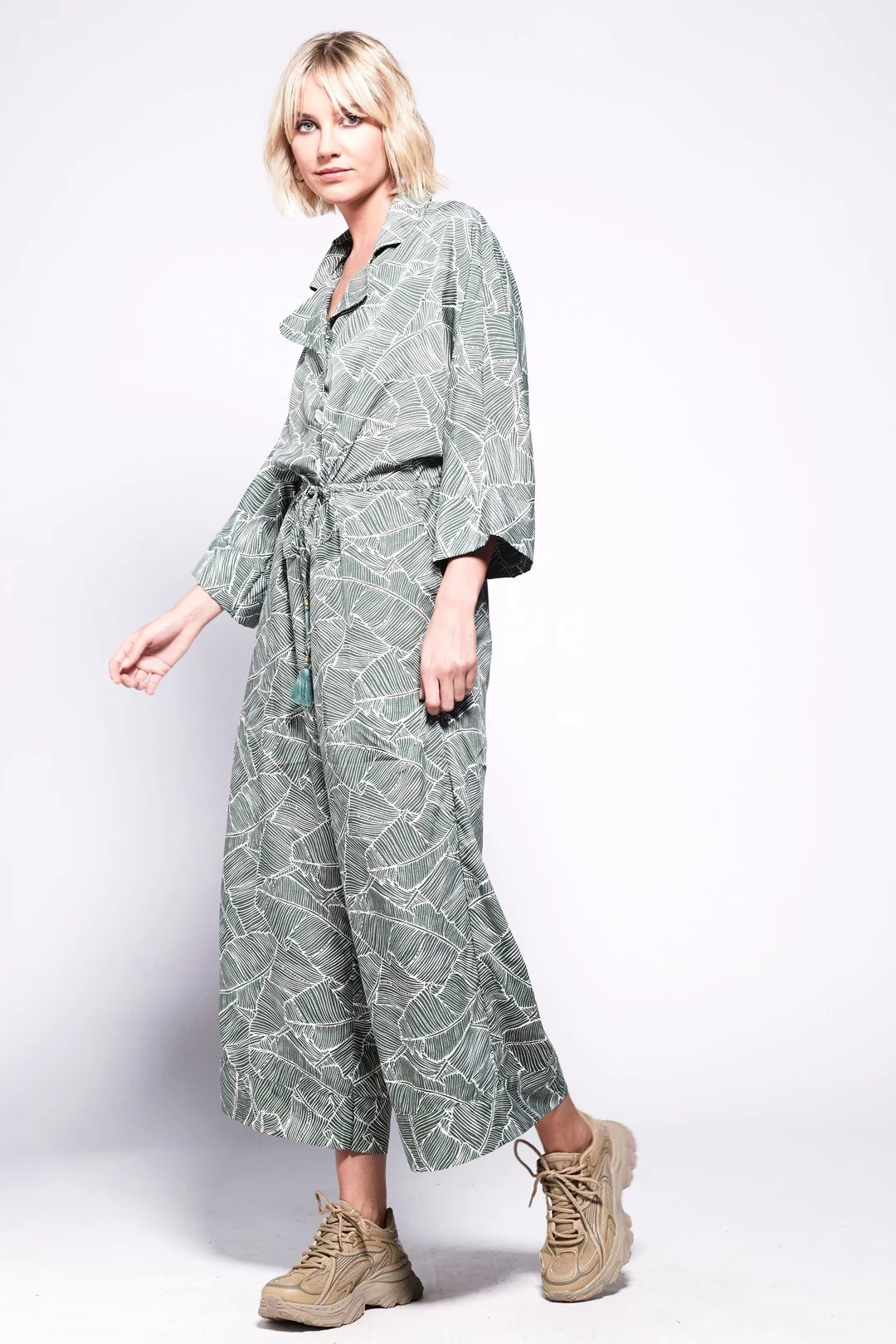 PYJAMA Jumpsuit - Giant Green Leaf - Image 4