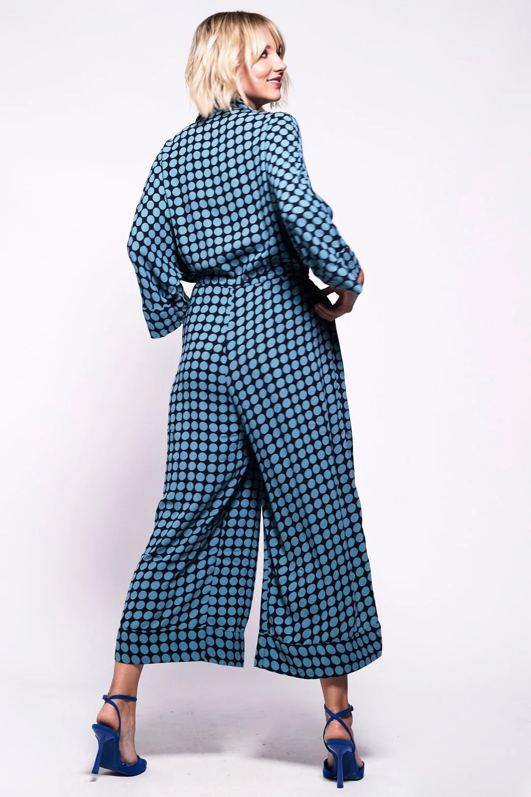 PYJAMA Jumpsuit - Polka Dot Blue - Image 4