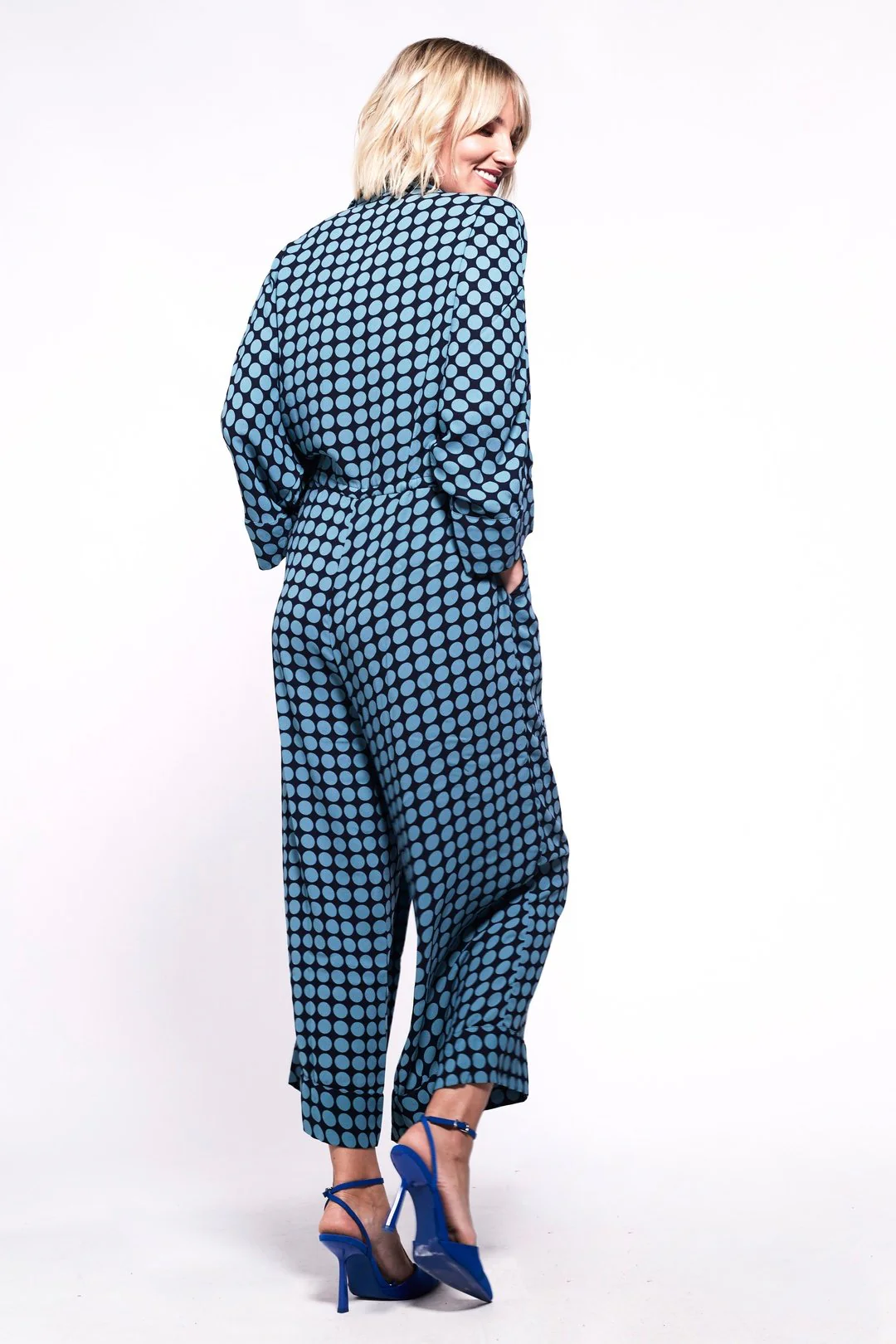 PYJAMA Jumpsuit - Polka Dot Blue - Image 5