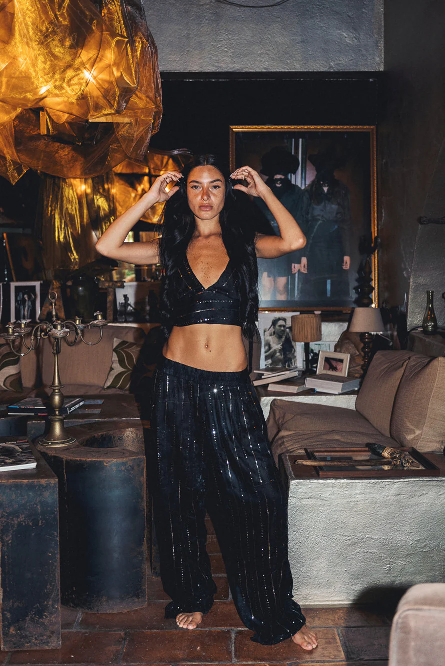 'San Noir' LOUNGE SET Crop Top - Black - Image 5
