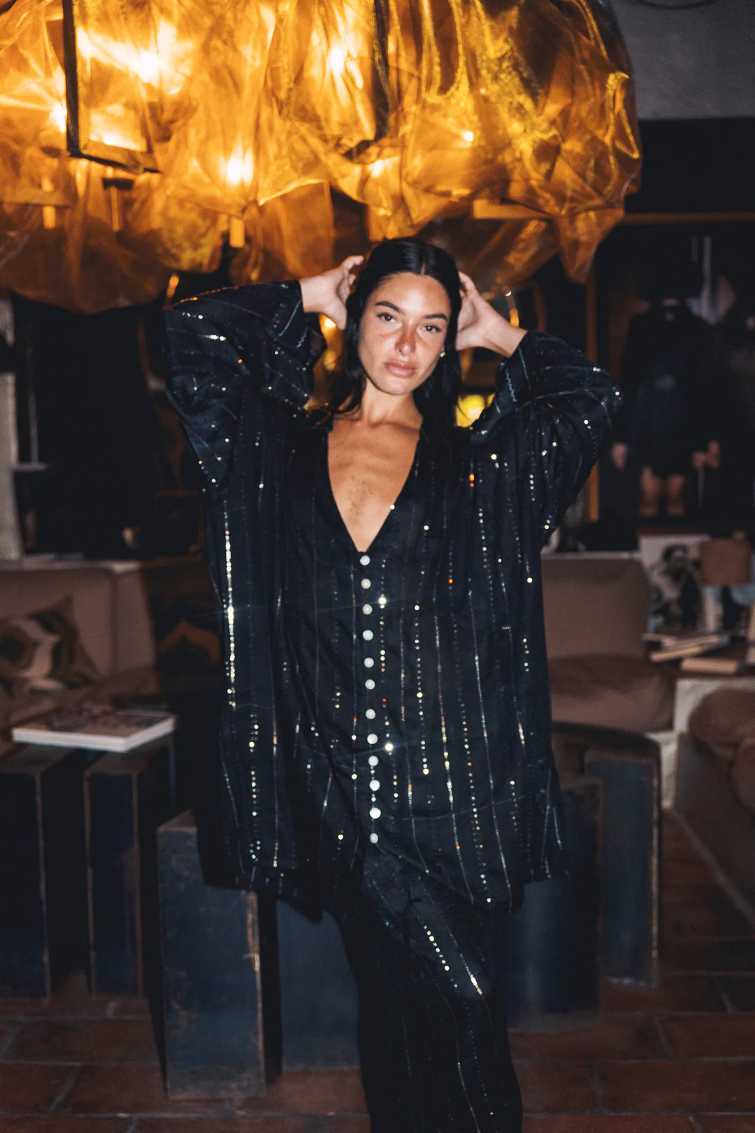 'San Noir' LOUNGE SET Crop Top - Black - Image 6