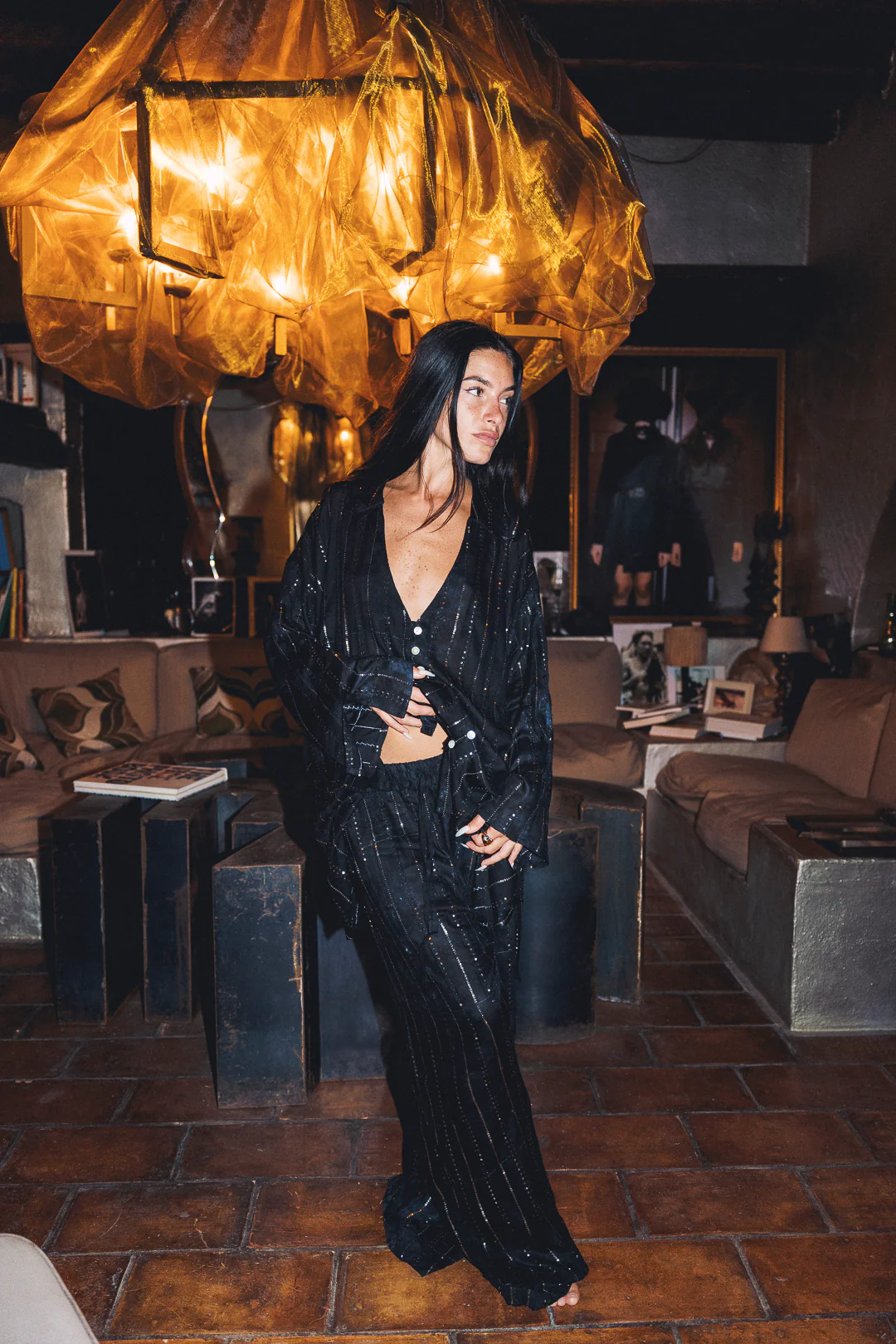 'San Noir' LOUNGE SET Crop Top - Black - Image 7