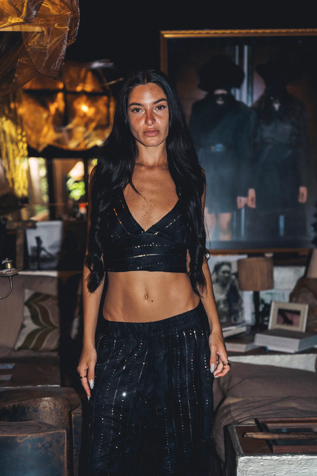 'San Noir' LOUNGE SET Crop Top - Black - Image 9