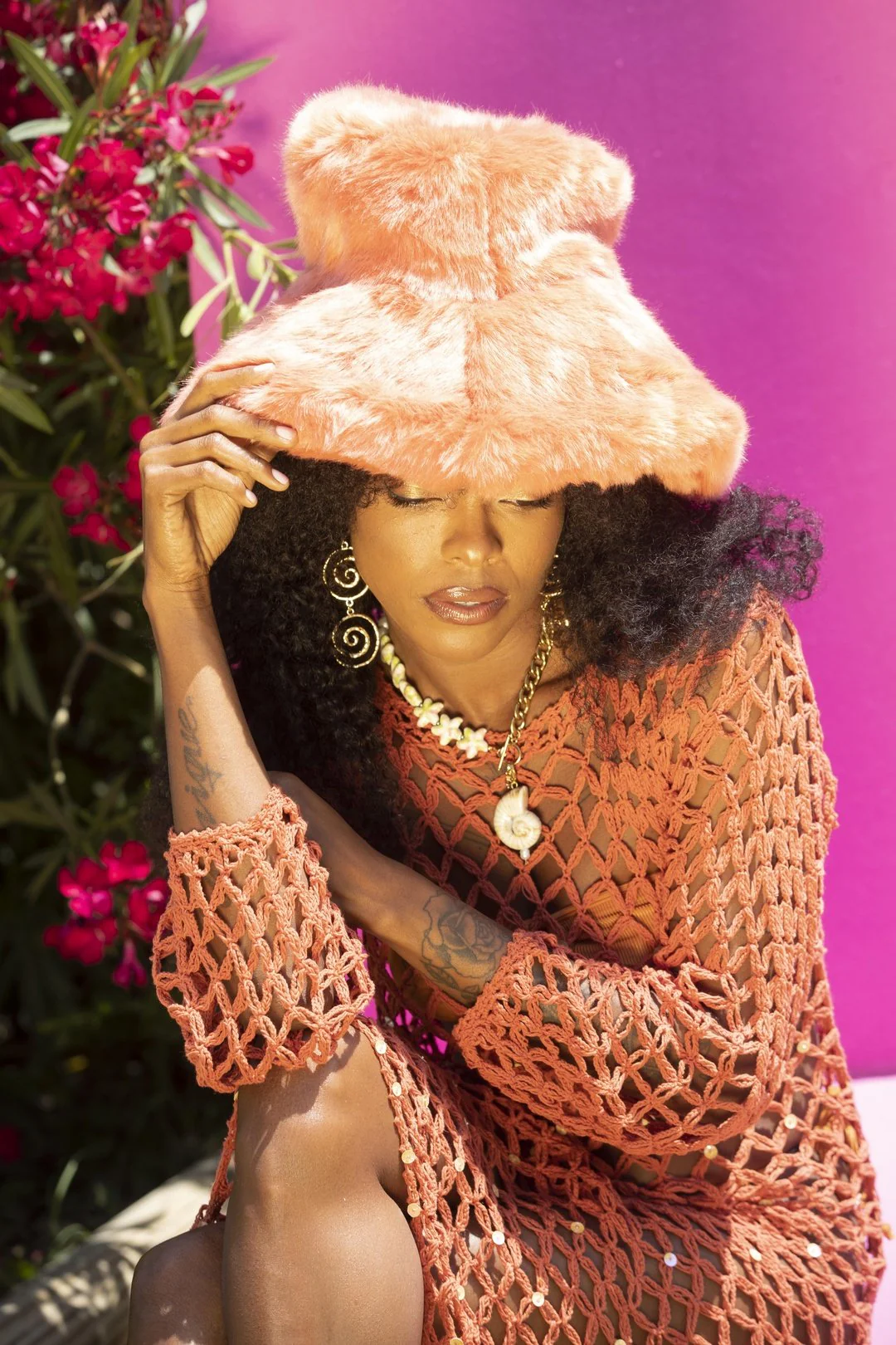 SHANTI Burnt Orange Crochet Net Dress - Image 12