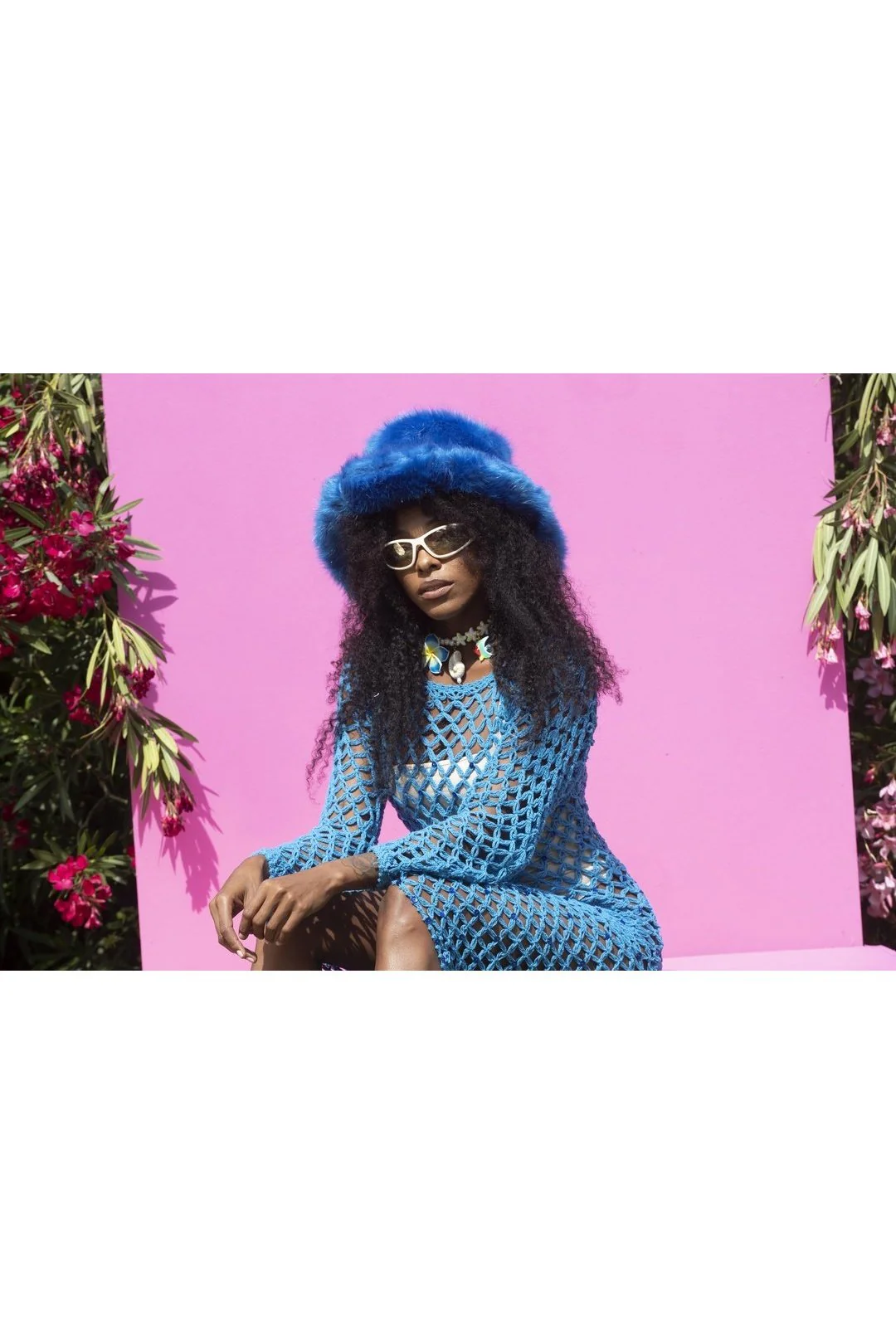 SHANTI Burnt Blue Crochet Net Dress - Image 12