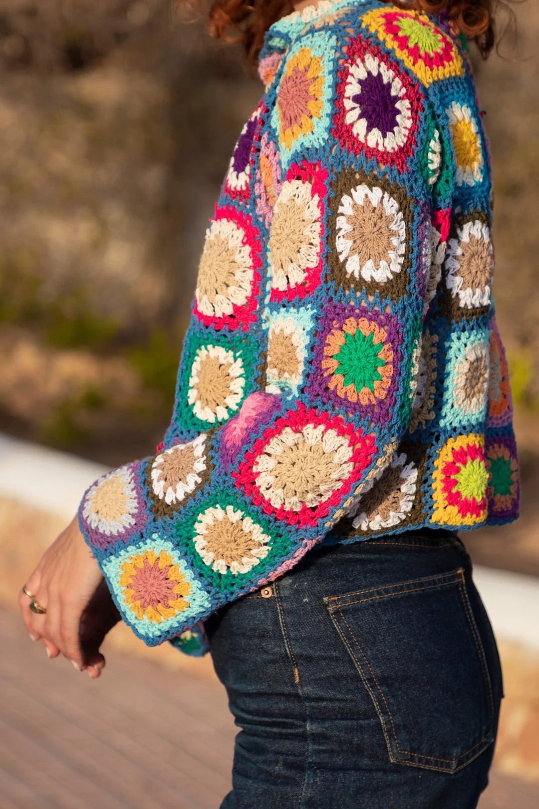 Shelly Floral Crochet Jumper - Blue - Image 3