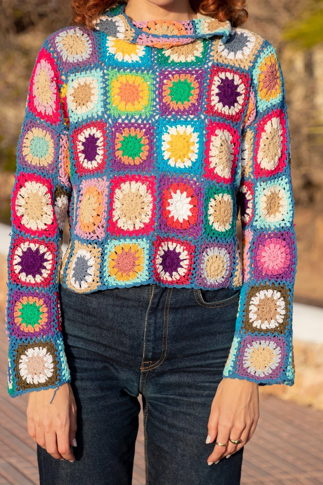 Shelly Floral Crochet Jumper - Blue - Image 4