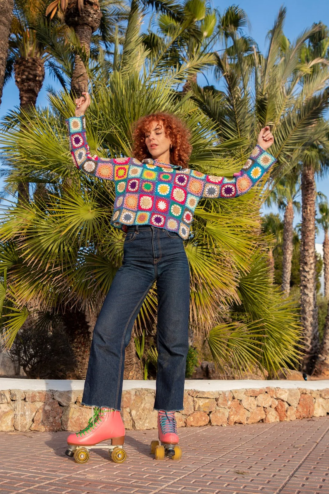Shelly Floral Crochet Jumper - Blue - Image 6