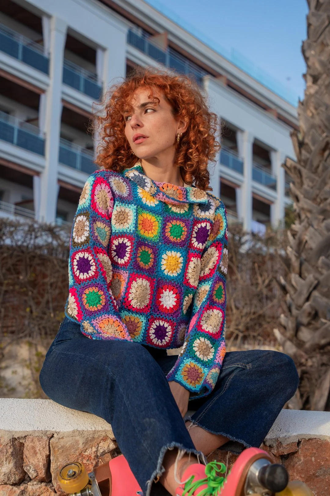 Shelly Floral Crochet Jumper - Blue - Image 8