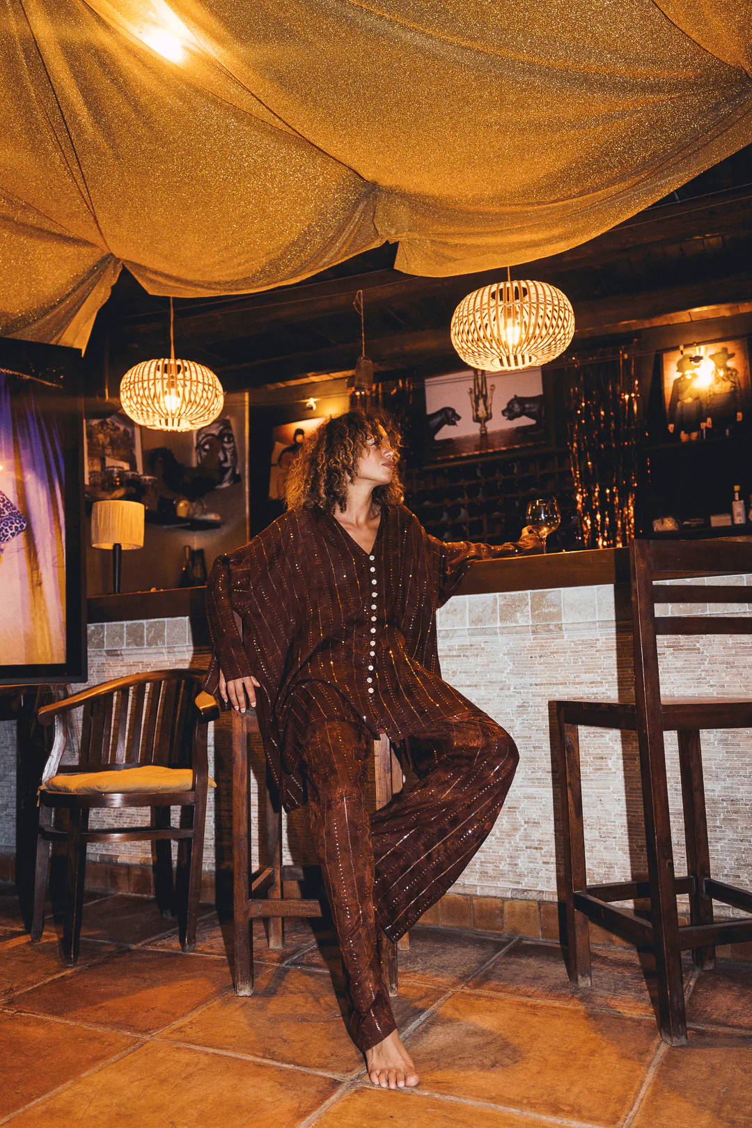 'Tanit ' LOUNGE SET Shirt - Brown - Image 8