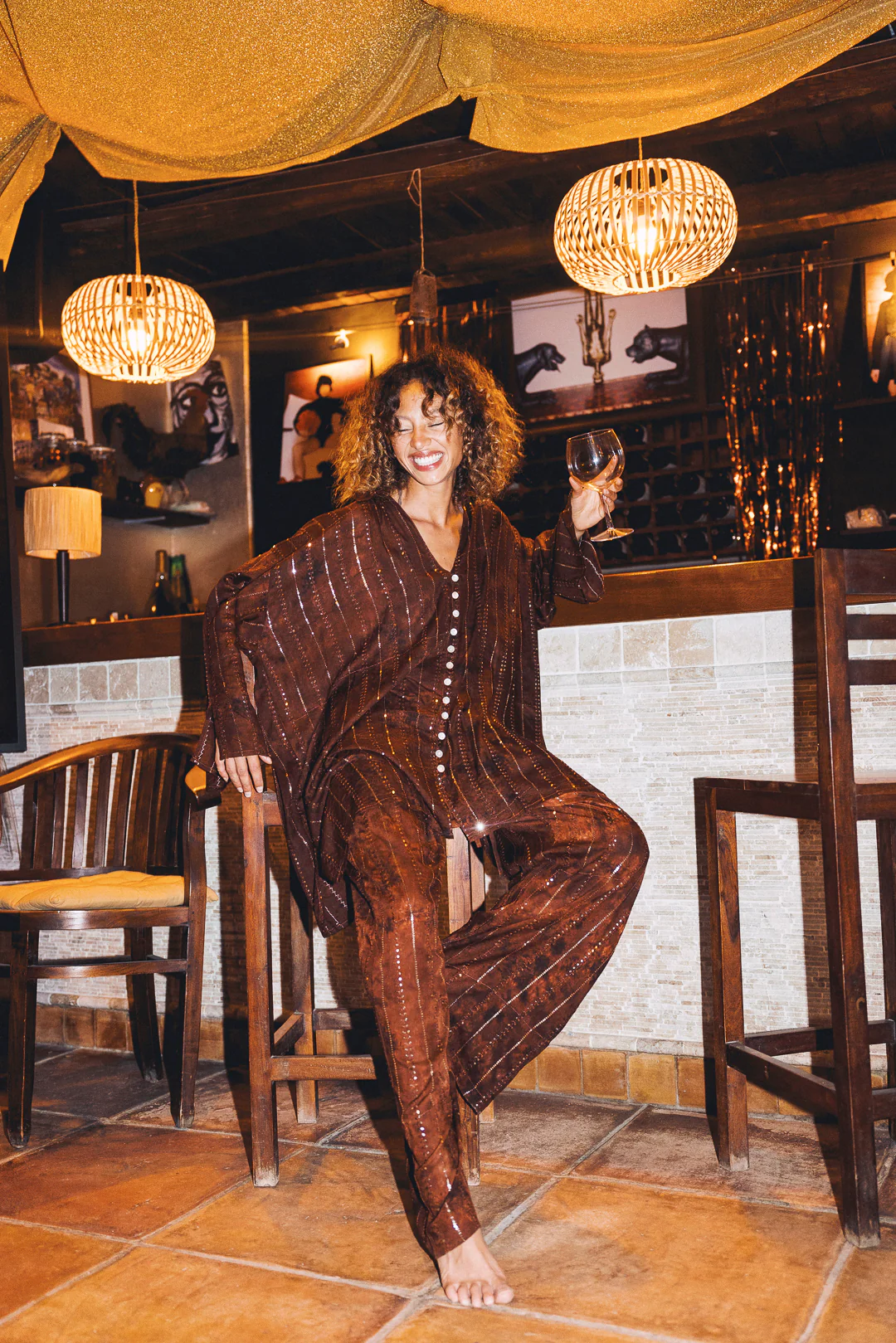 'Tanit ' LOUNGE SET Shirt - Brown - Image 5