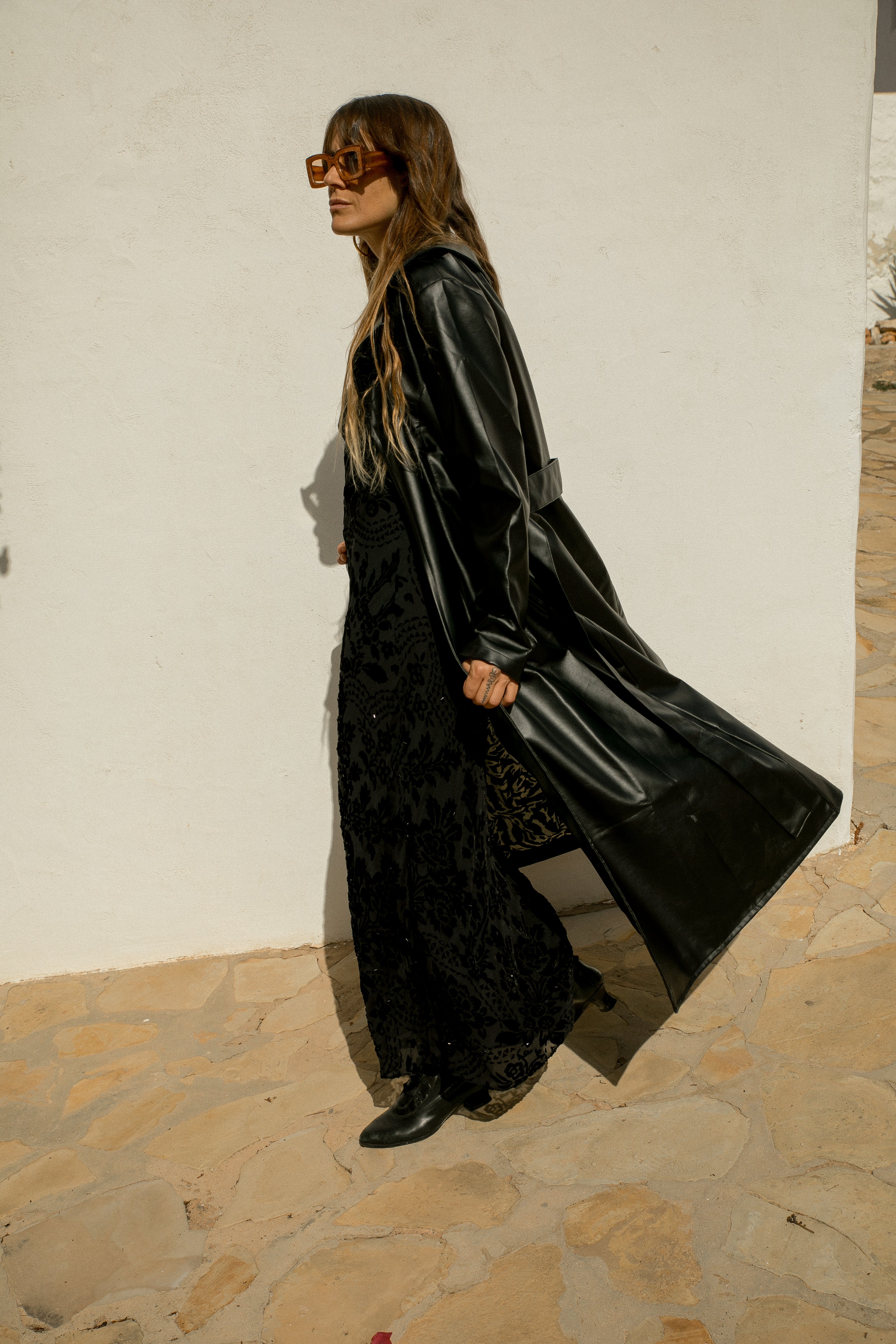 The Neo Pleather coat - Black - Image 8
