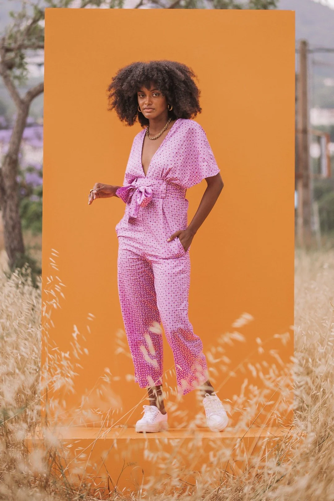 TINA Pink Ankle Length Jumpsuit - Image 4