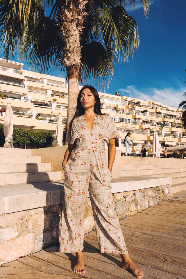TINA Jumpsuit Green check rose - Image 3