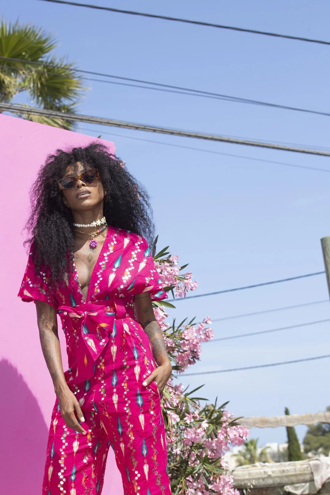 TINA Jumpsuit Hot Pink Mirror - Image 11