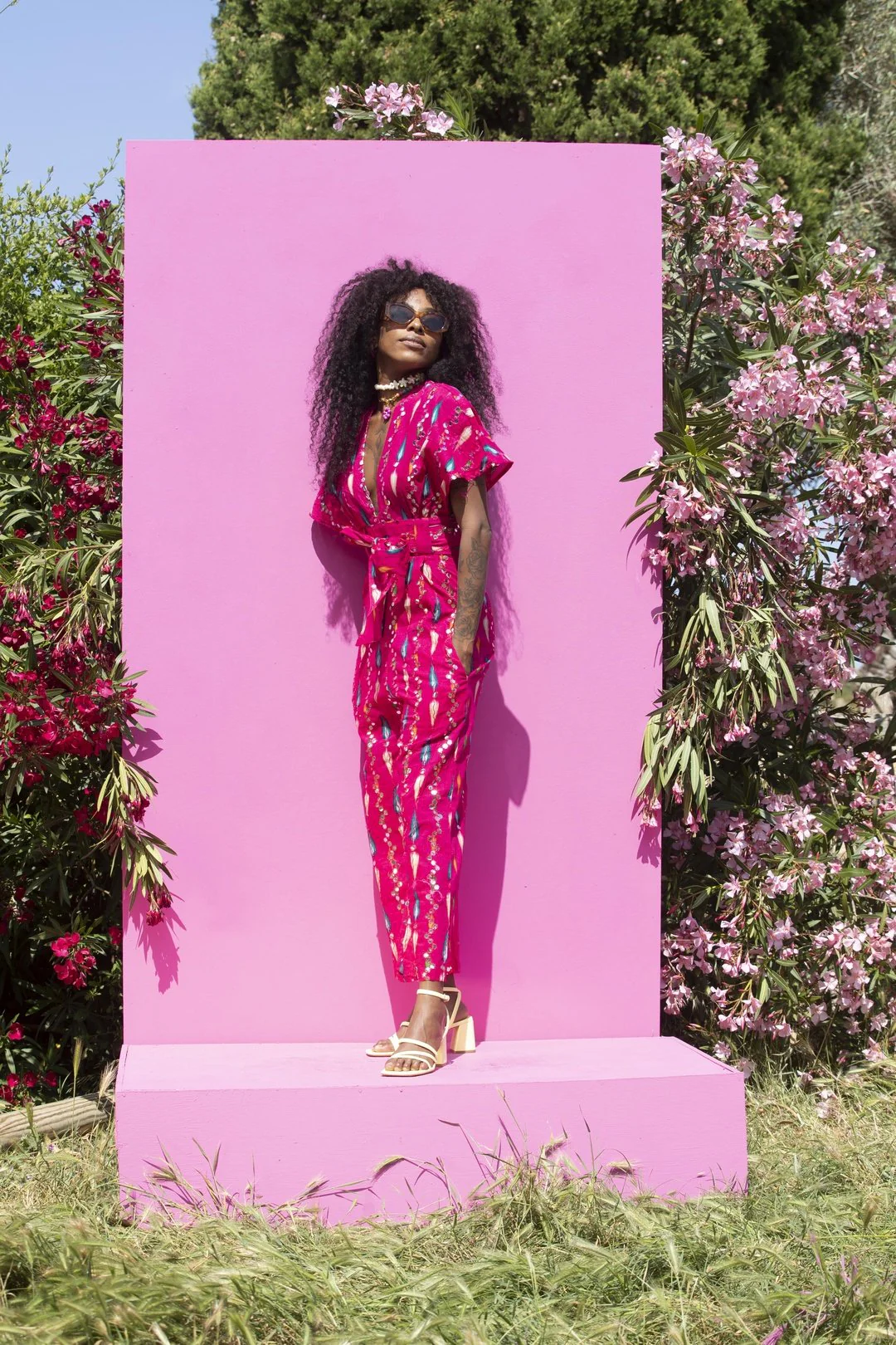 TINA Jumpsuit Hot Pink Mirror - Image 4