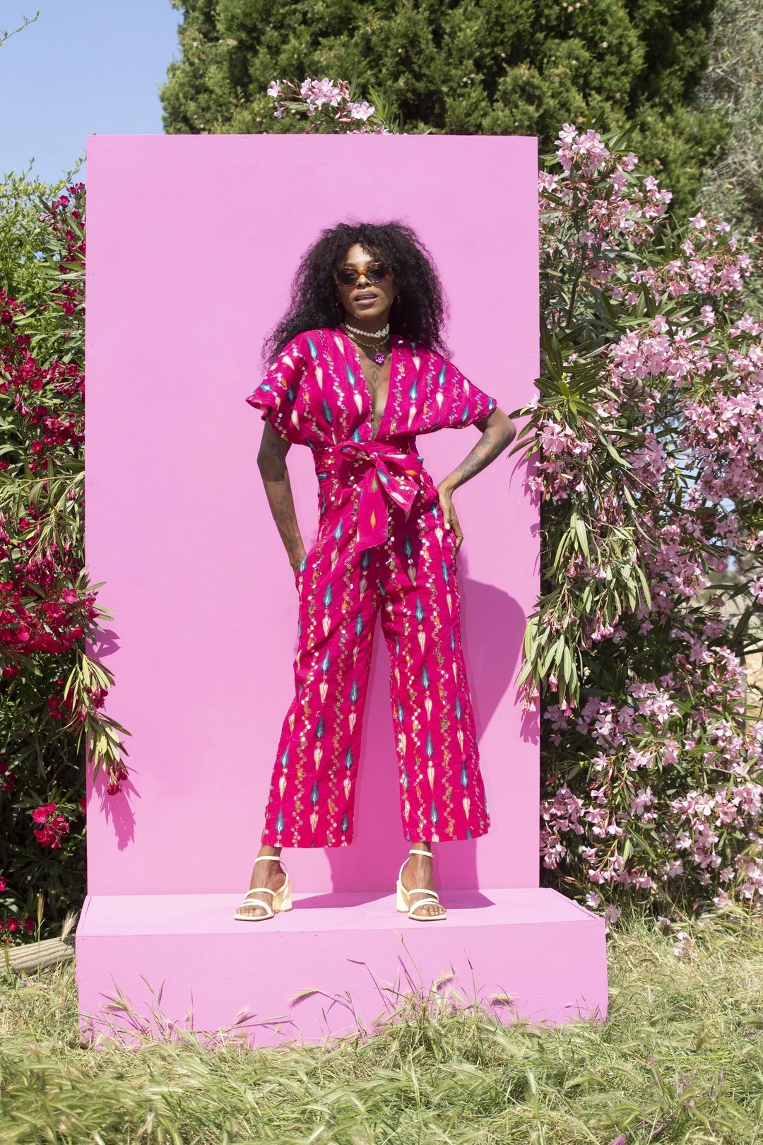 TINA Jumpsuit Hot Pink Mirror - Image 5