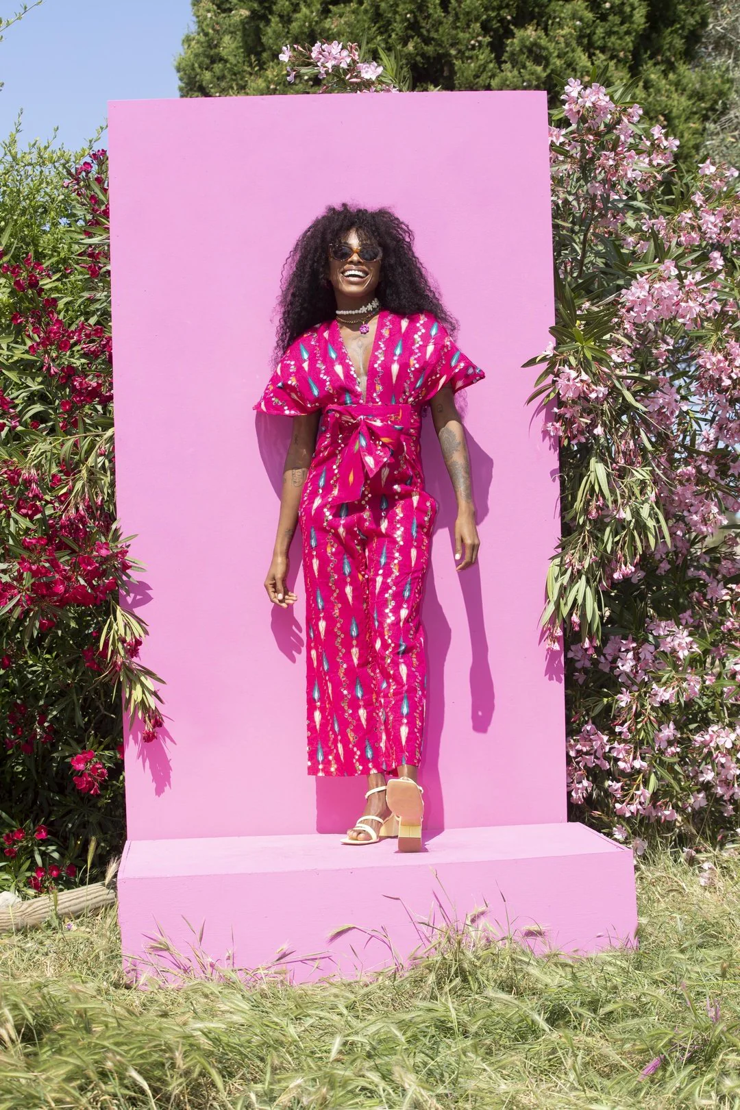 TINA Jumpsuit Hot Pink Mirror - Image 6