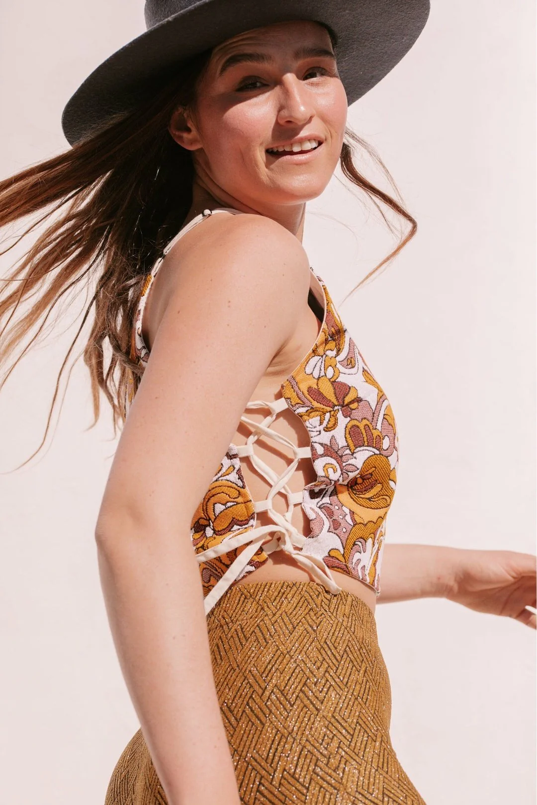 TULSI Paisley Woven Lace Tie Top - Image 3